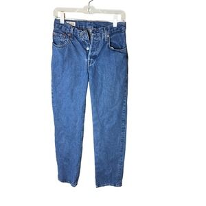 Levis Premium 501 90s Jeans W24 L32 Medium Wash Blue Straight Leg Denim